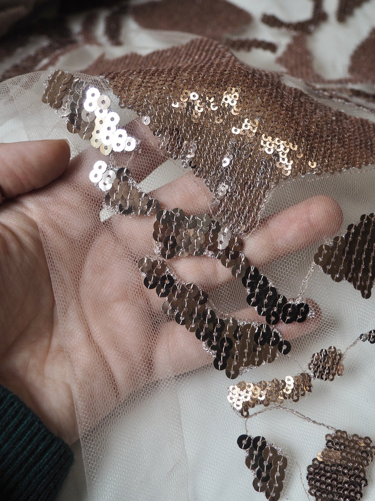Rose Gold Abstract Sequin Tulle