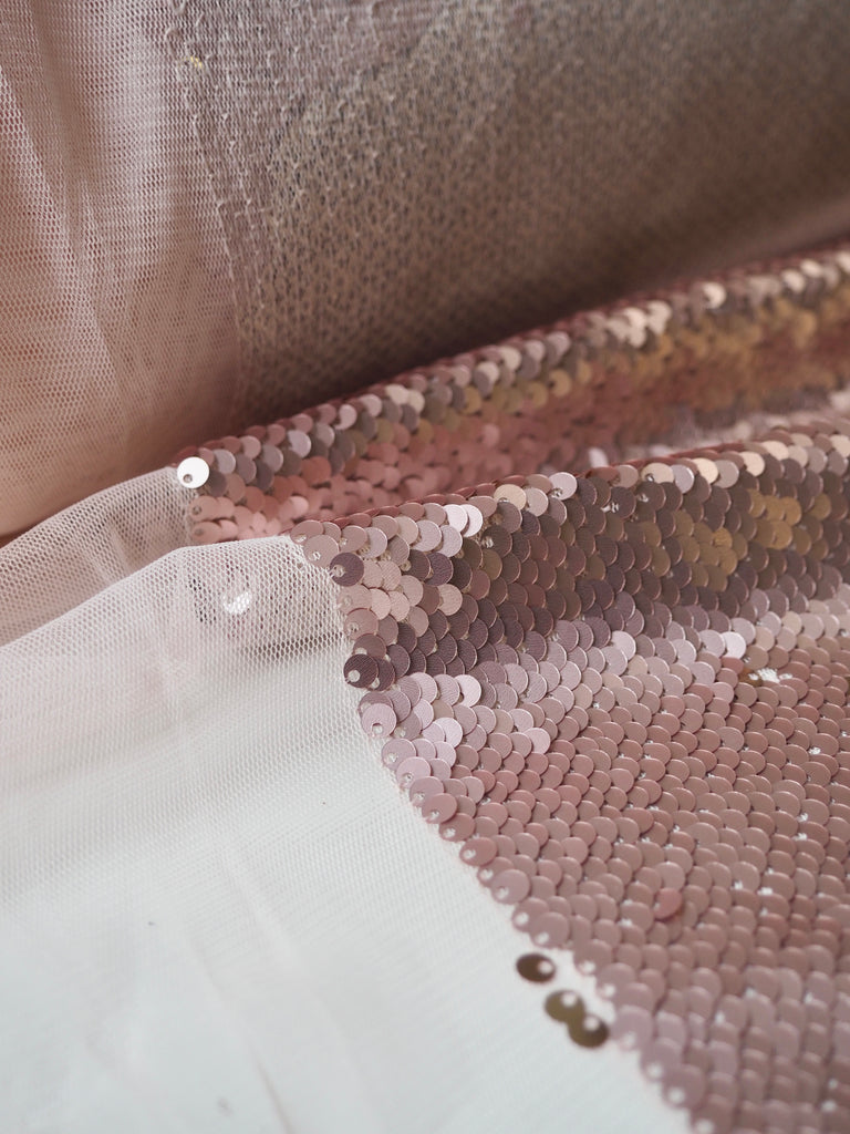 Pink + Rose Gold Mermaid Sequin Tulle