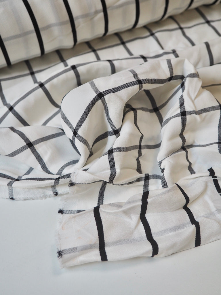 B+W Check + Stripe Crepe-Back Satin