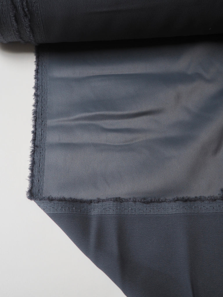 Blue Grey Stretch Viscose/Acetate Crepe-Backed Satin