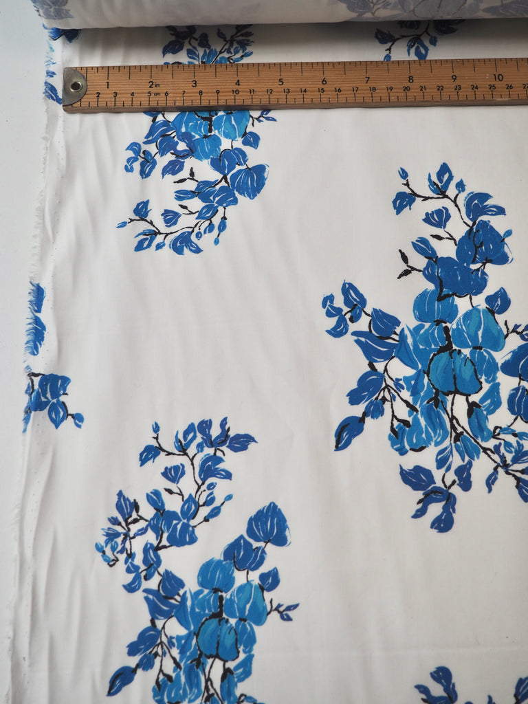 Blue Branch Floral Cotton Poplin