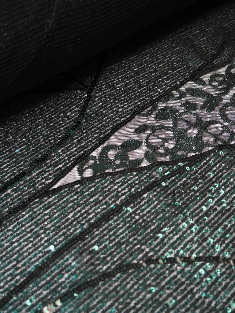 Green Swirl Mosaic Sequin Stretch Mesh
