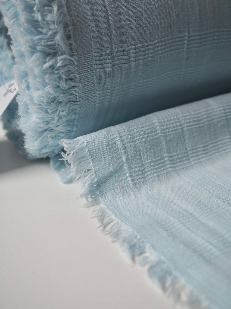 Sky Blue Check Cotton Voile