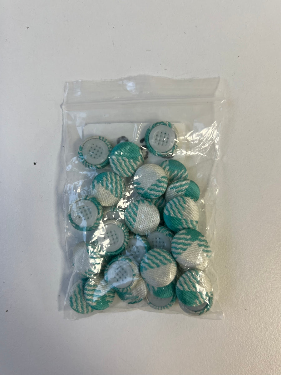 Turquoise Shell Buttons Turquoise Check Fabric Covered Buttons 13mm x30 – The New Craft House