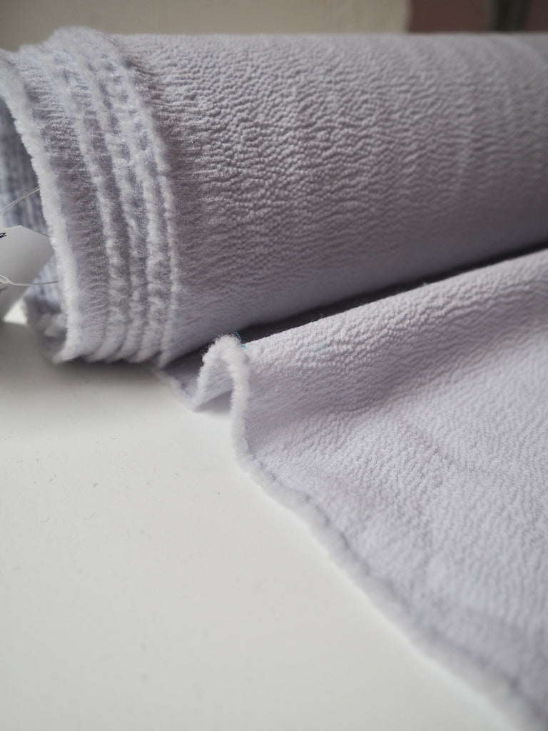 Pale Blue Stretch Wool Crinkle Crepe