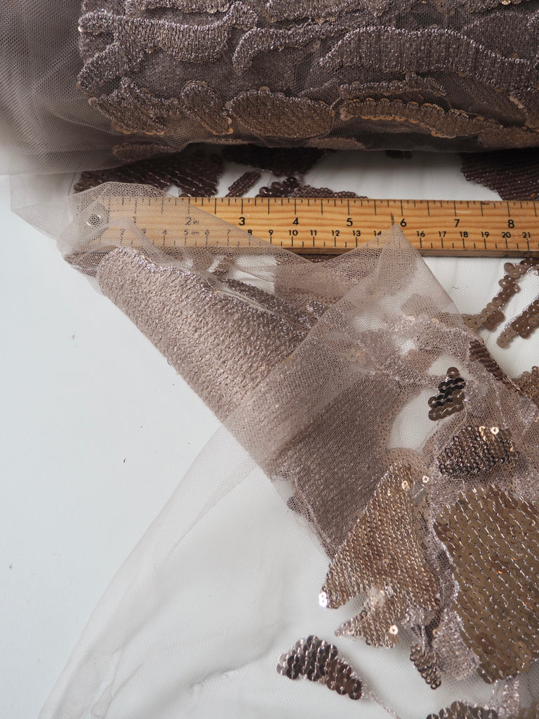 Rose Gold Abstract Sequin Tulle