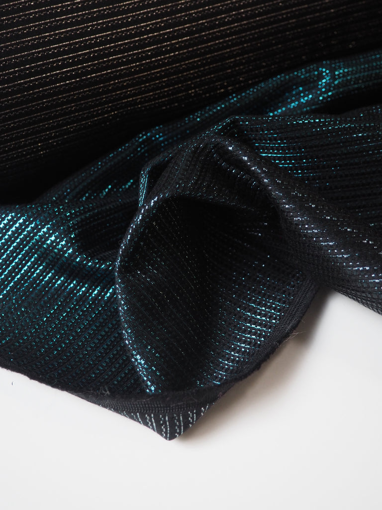 Green + Pink Ombre Metallic Wool Jacquard