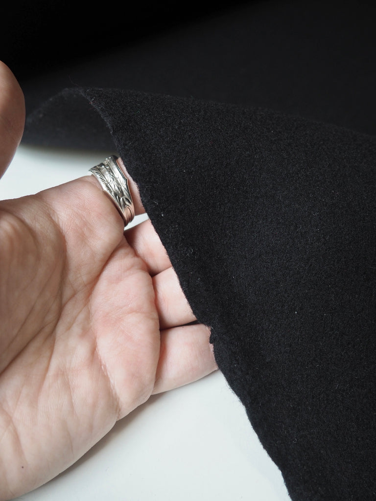 Black Felted Wool Coating
