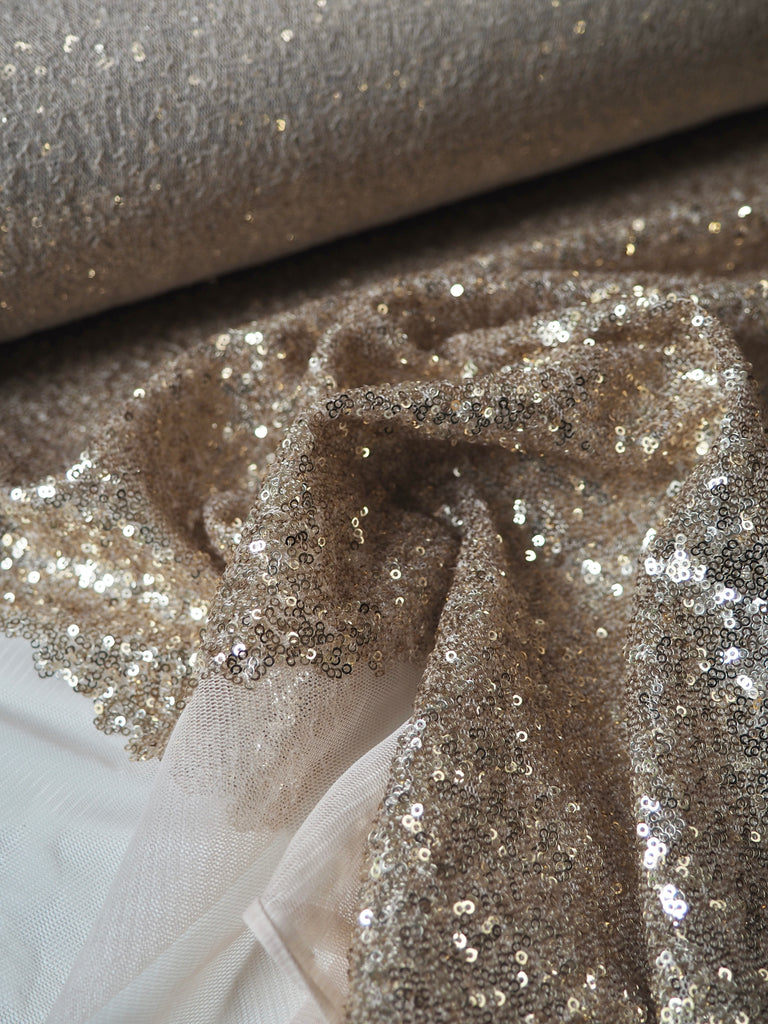 Soft Gold Micro Sequin Tulle