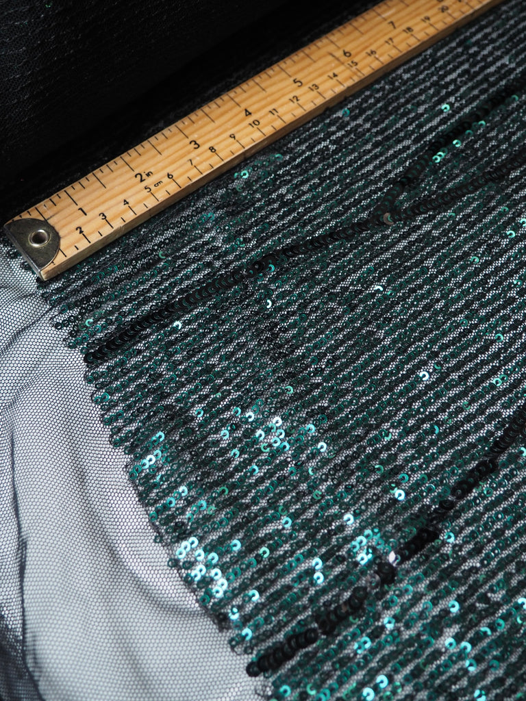 Green Swirl Mosaic Sequin Stretch Mesh