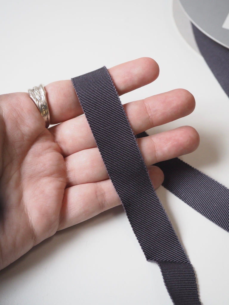 Shindo Slate Grey Grosgrain Ribbon 18mm