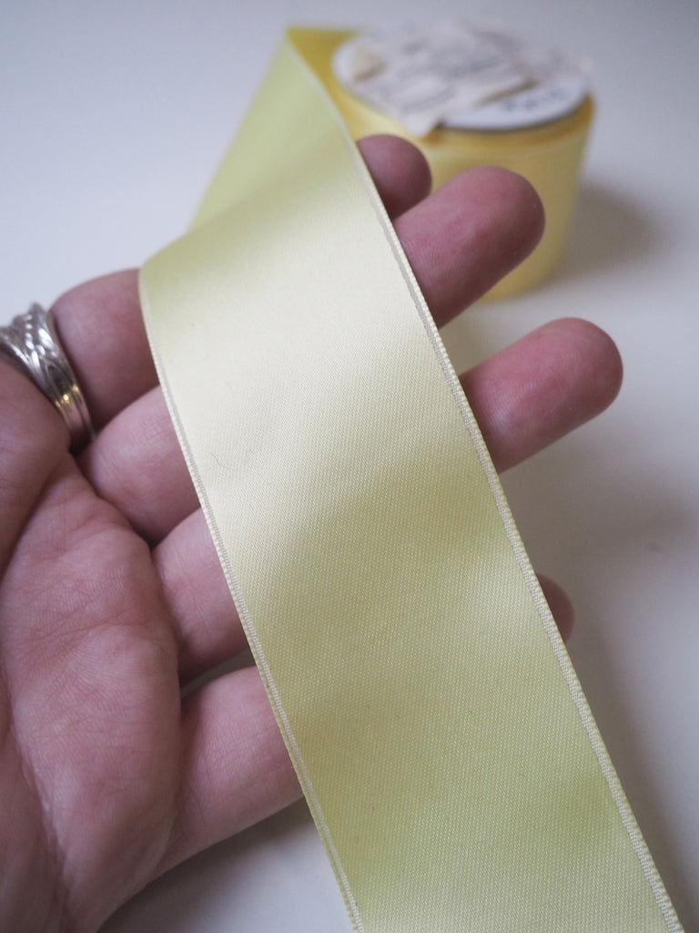 Pale Yellow Double Faced Satin Ribbon 40mm