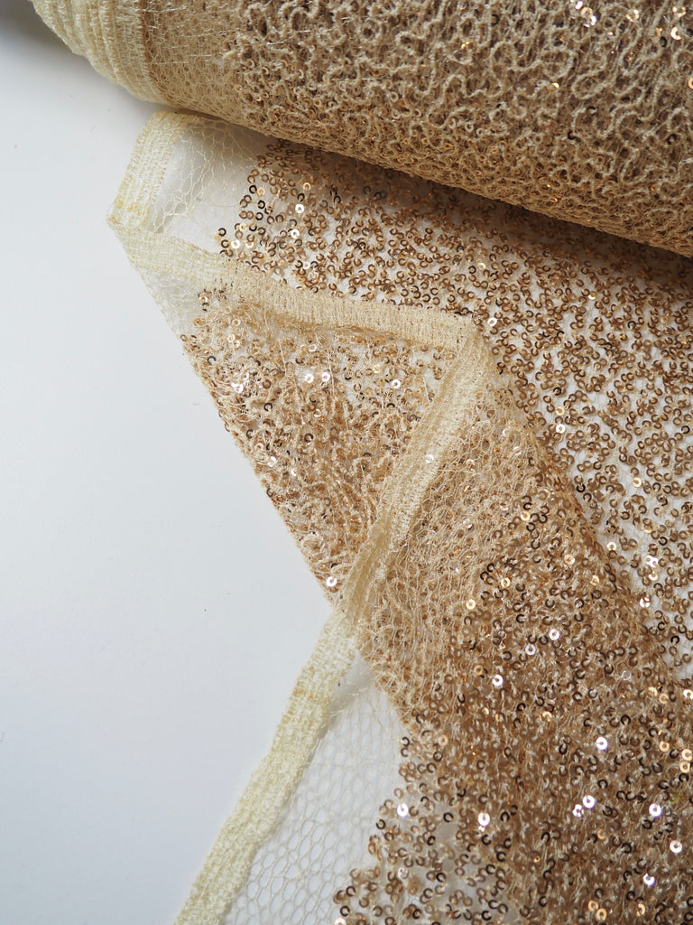 Yellow Gold Sequined Netting