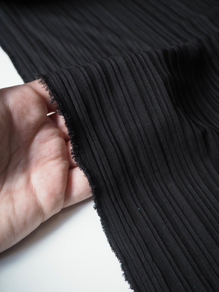 Black Ribbed Satin Jersey