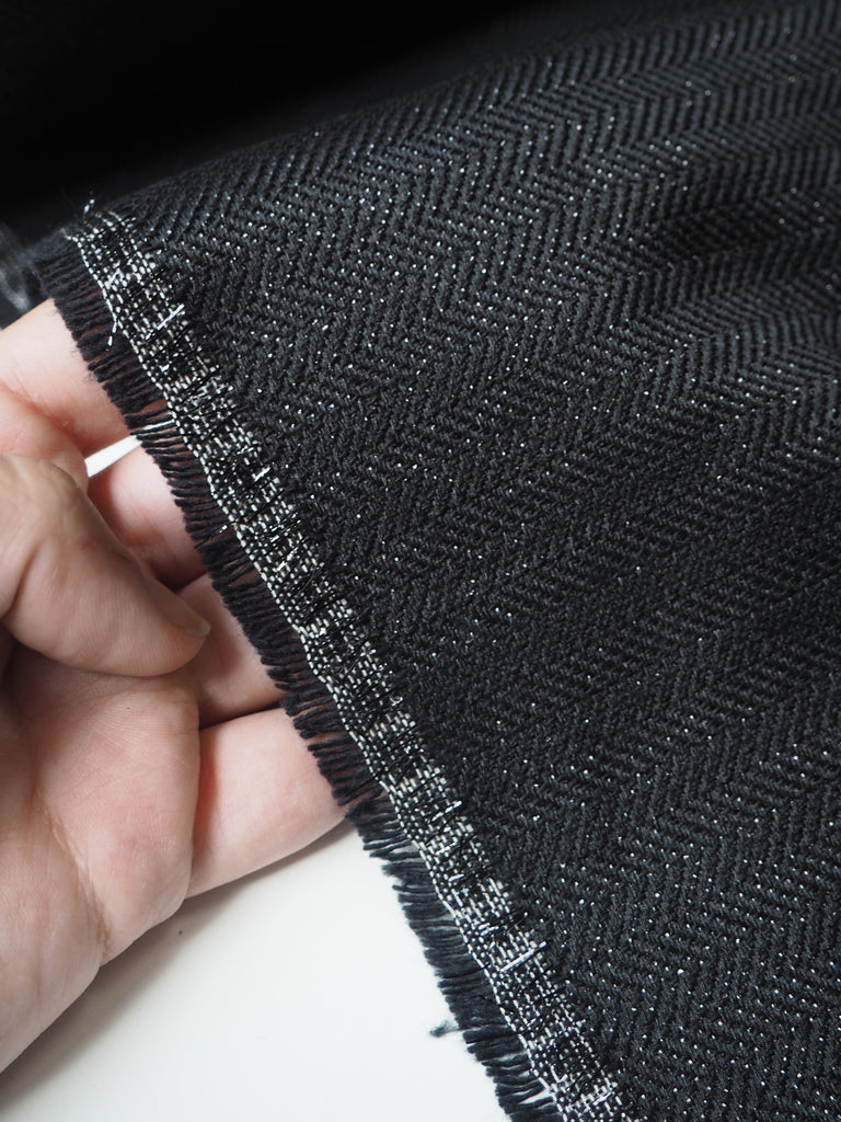 Black Lurex Herringbone Jacquard