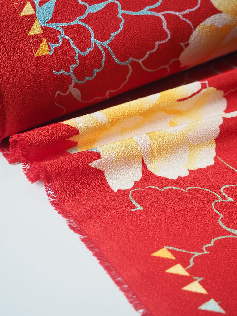 Red Floral Sateen Crepe