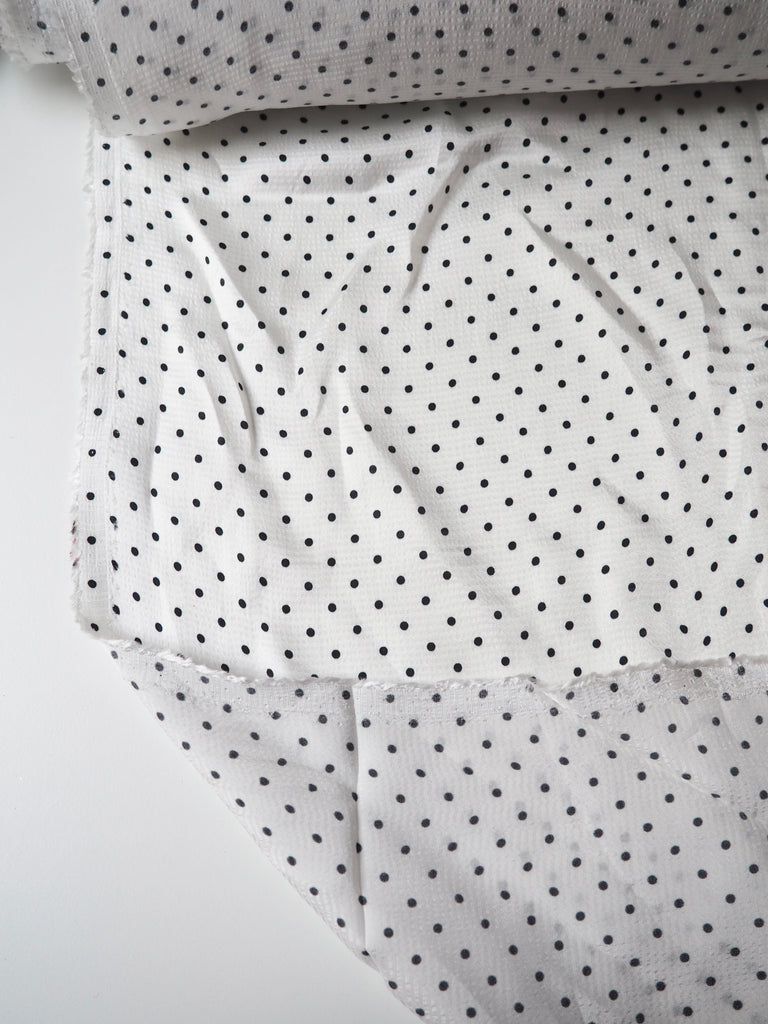 Black & White Polka Dot Hammered Viscose Satin