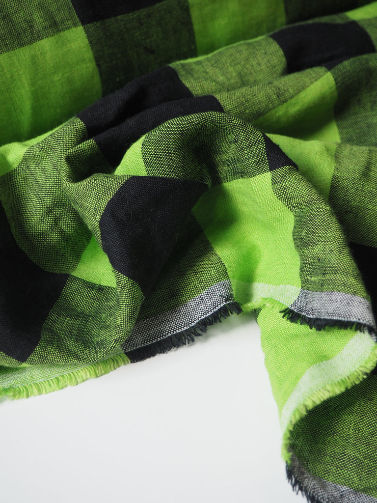 Lime Jumbo Gingham Linen