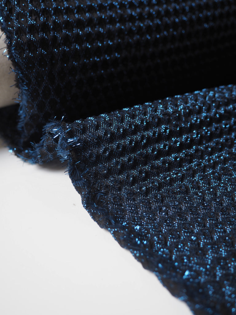 Blue Metallic Dot Cloqué