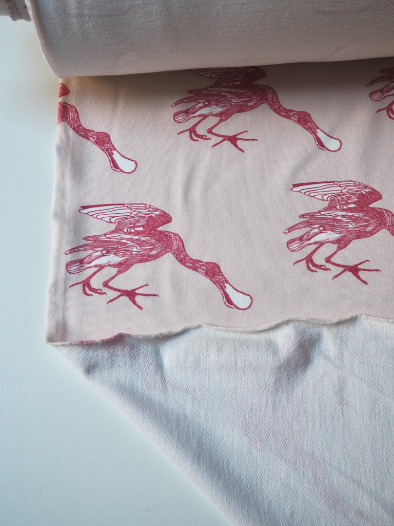 Pink Spoonbill Organic Cotton Loopback Jersey