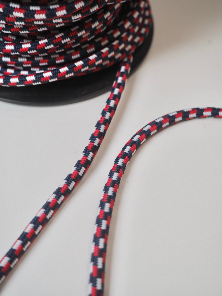 Navy + Red Stretch Braided Cord 5mm