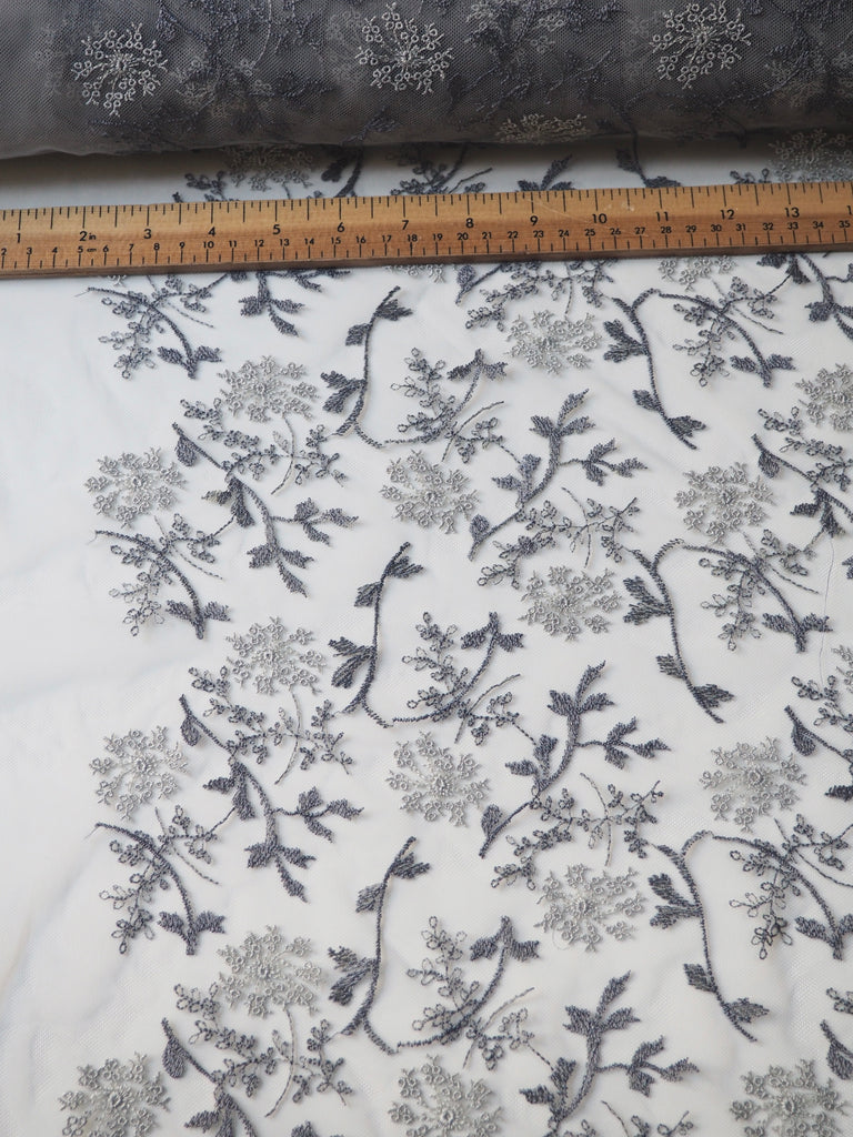 Dusky Branch Embroidered Tulle