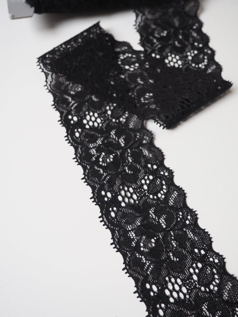 Shindo Black Stretch Lace Trim 52mm