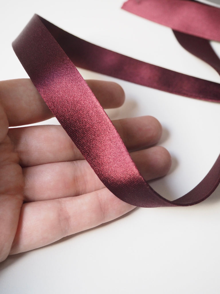 Shindo Merlot Thick Double Faced Satin Ribbon 20mm