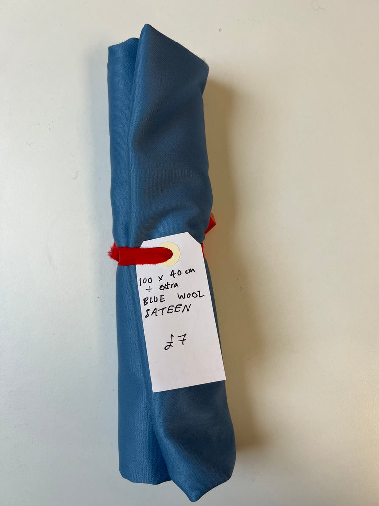 Blue Wool Sateen Remnant