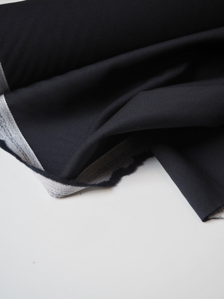 Navy Stretch Wool Twill