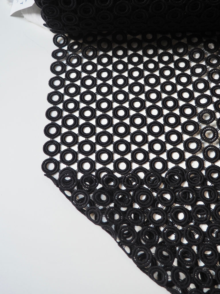 Black Circle Guipure Lace