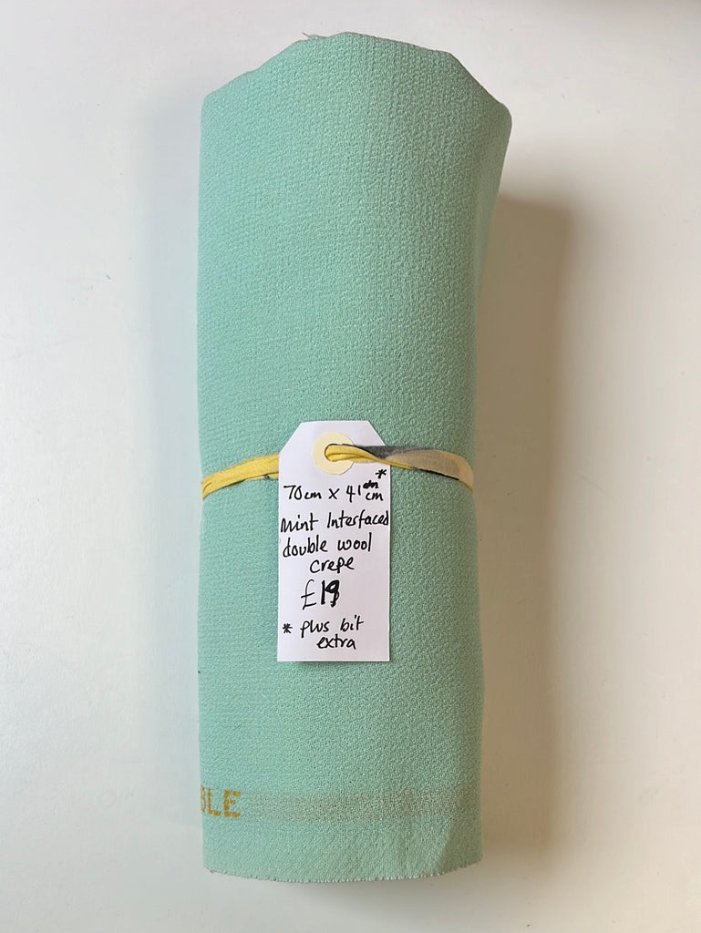 Mint Interfaced Double Wool Crepe Remnant