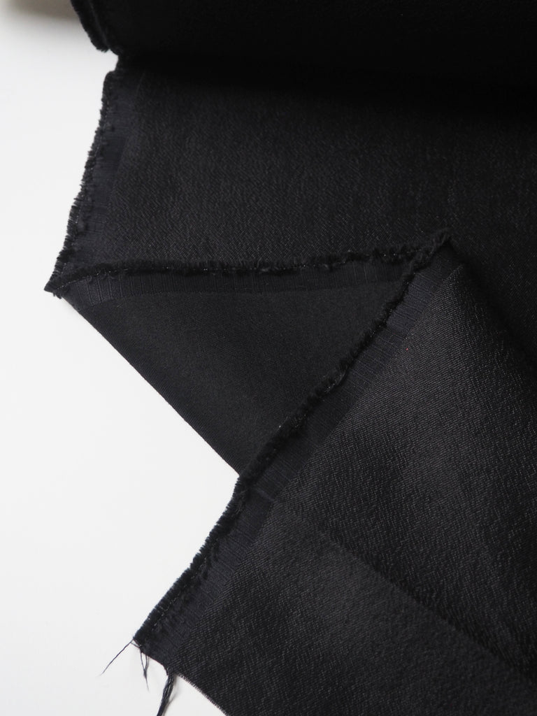 Black Satin Wool Twill