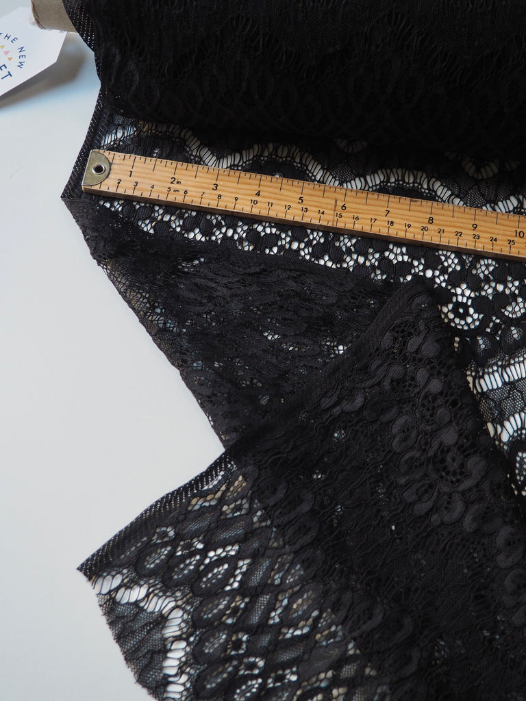 Black Stripe Scallop Corded Lace