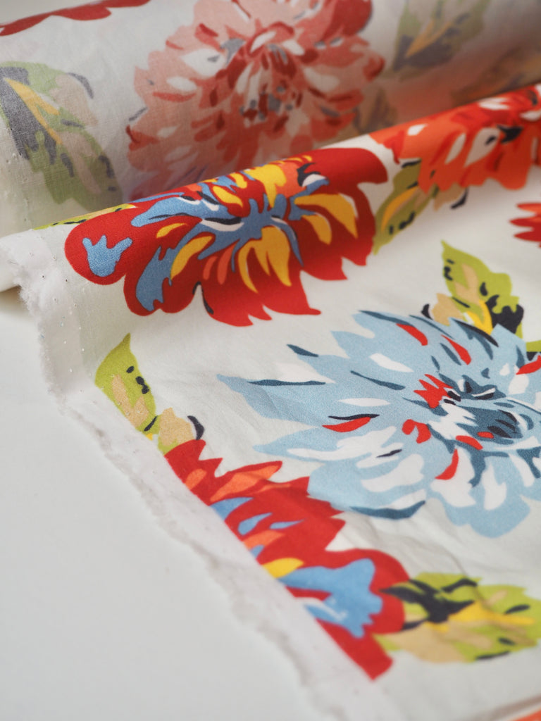 Rainbow Peony Stretch Cotton Poplin