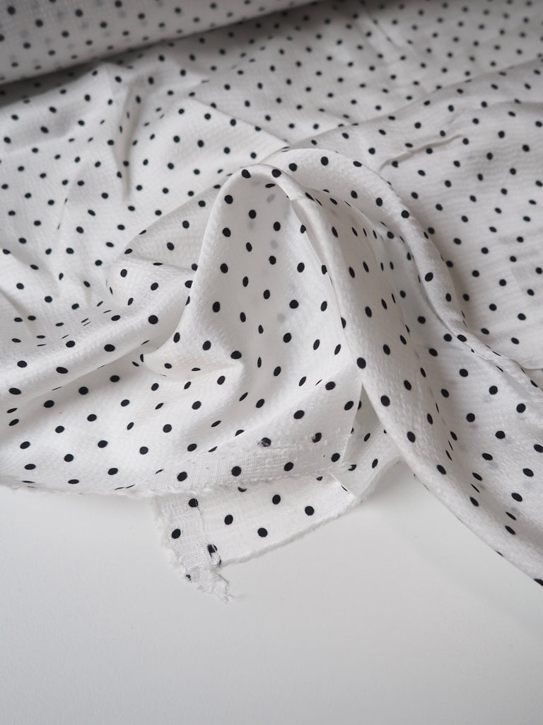 Black & White Polka Dot Hammered Viscose Satin