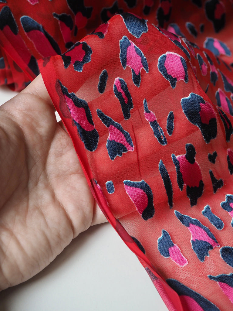 Red Leopard Burnout Chiffon