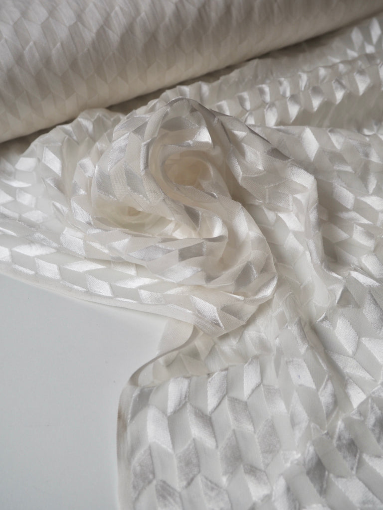 Ivory Burnout Silk Chiffon