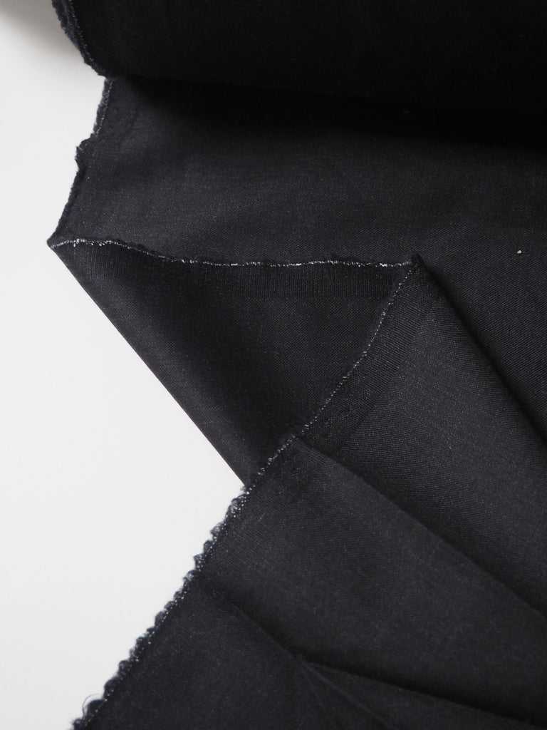 Dark Charcoal Wool Cashmere Sateen Twill