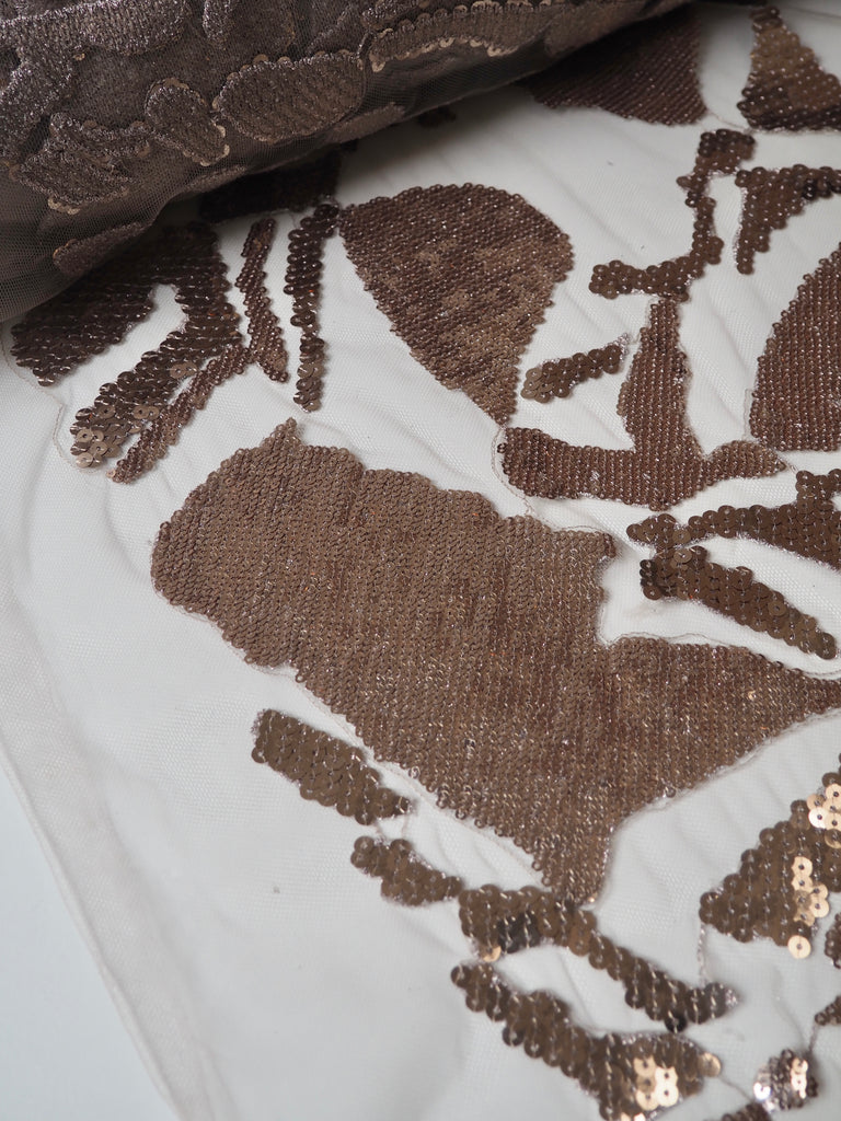 Rose Gold Abstract Sequin Tulle
