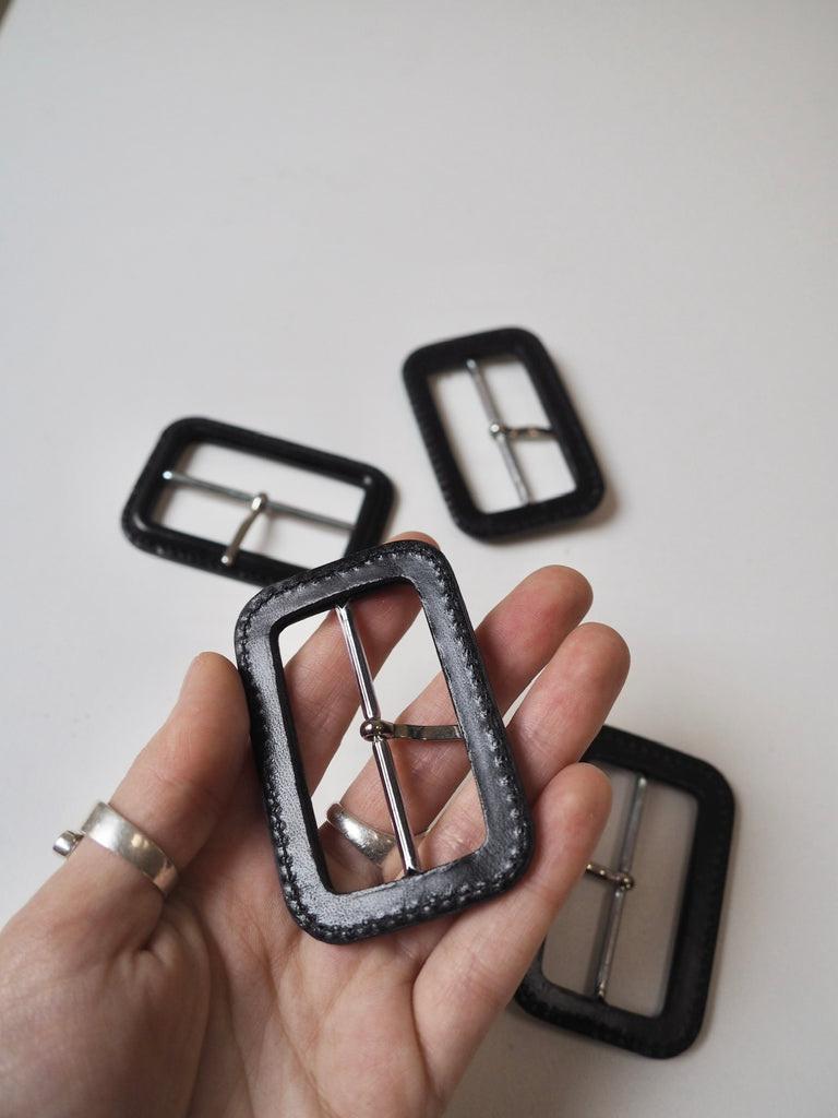 Black Leather + Silver Buckle 5cm