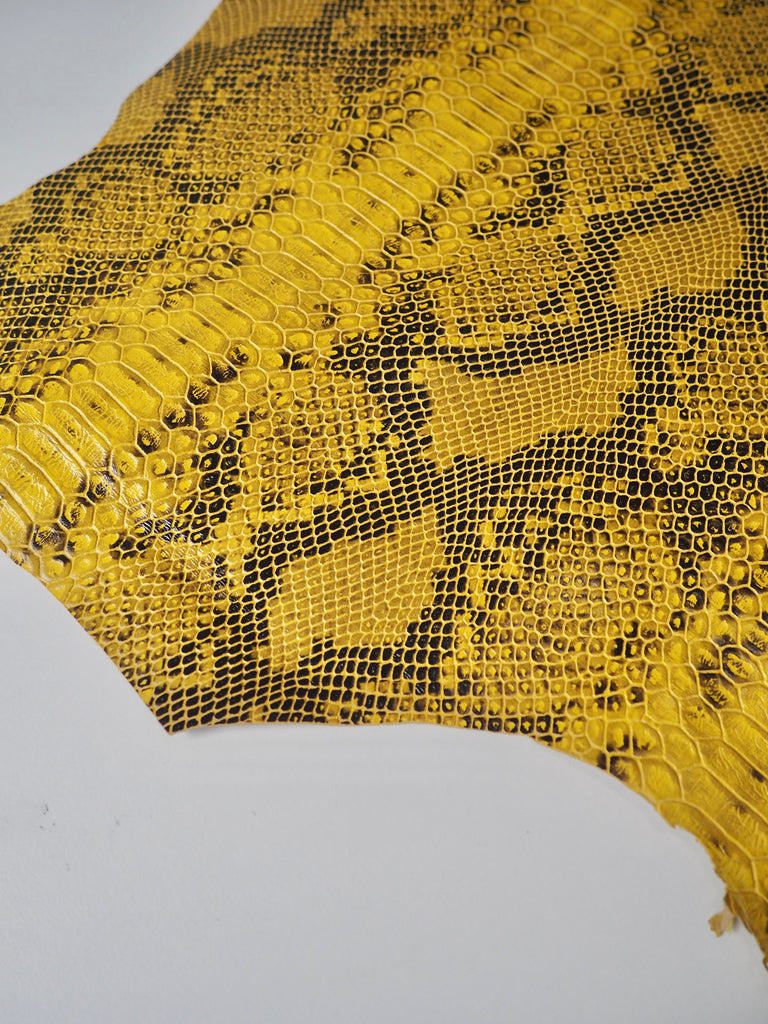 Yellow Embossed Python Calfskin