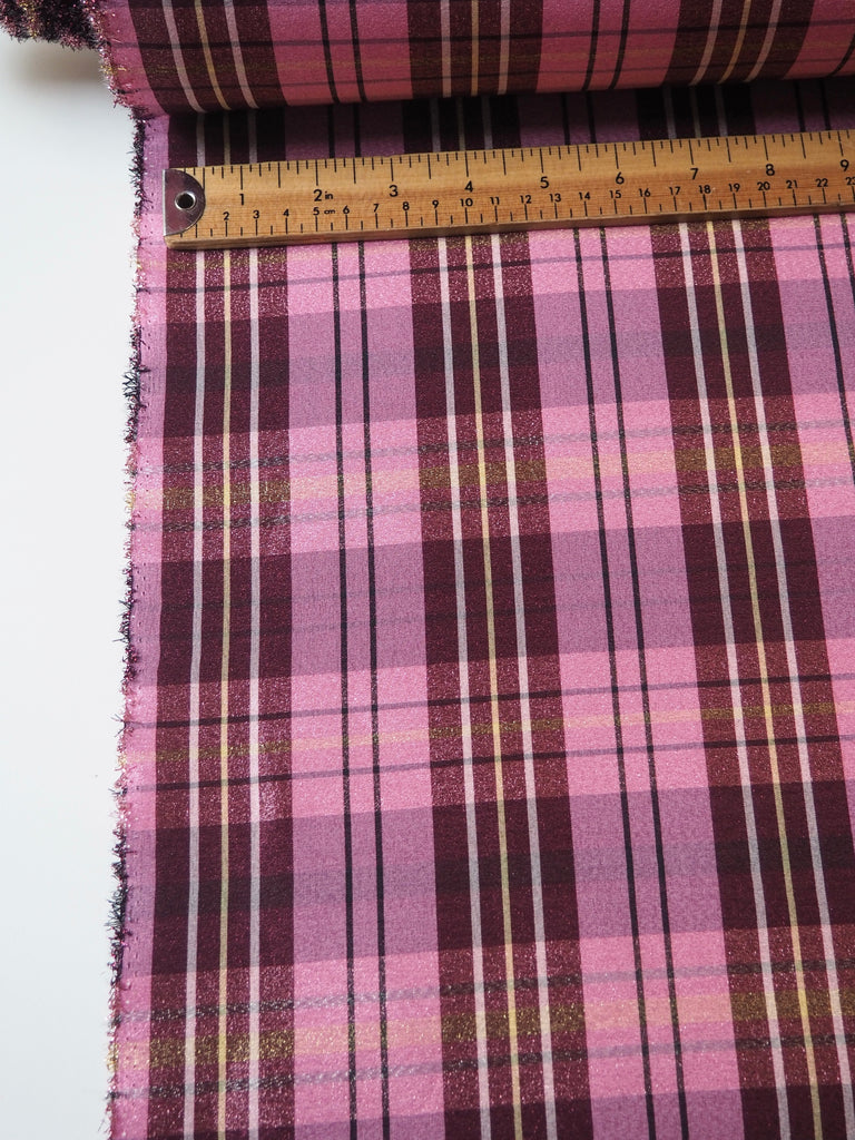 Metallic Pink Check Taffeta