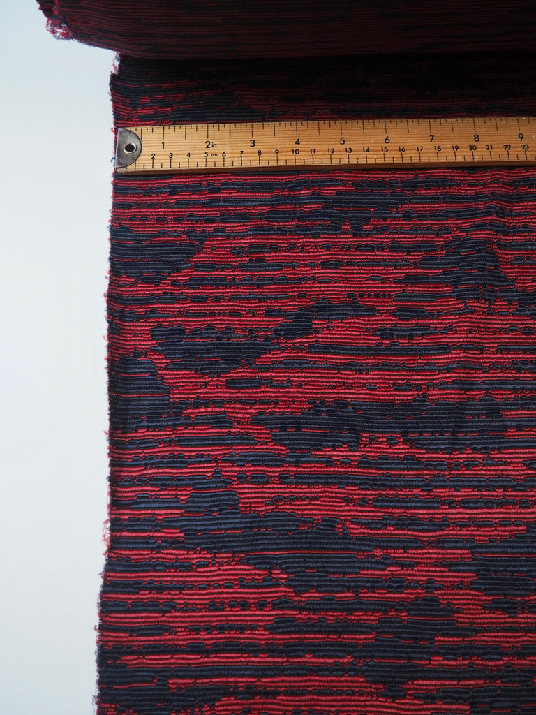 Red + Navy Ribbed Jersey Jacquard