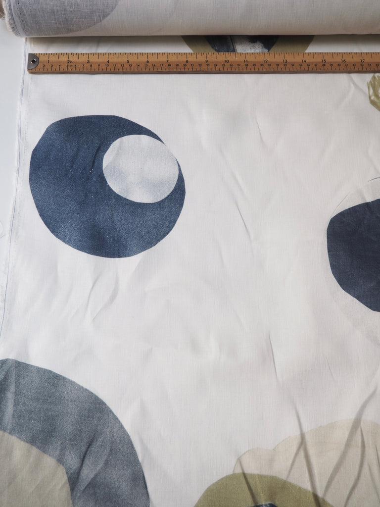 Olive + Navy Large Dot Linen