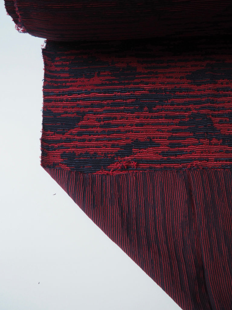 Red + Navy Ribbed Jersey Jacquard
