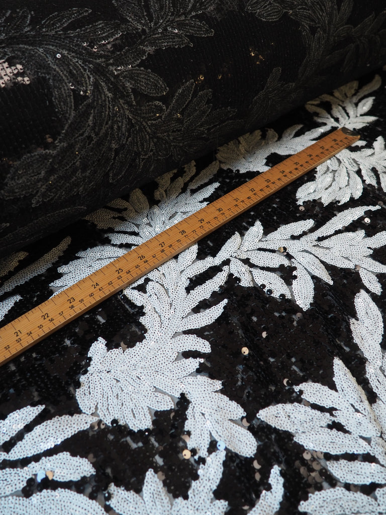 Black + White Vine Sequin Tulle