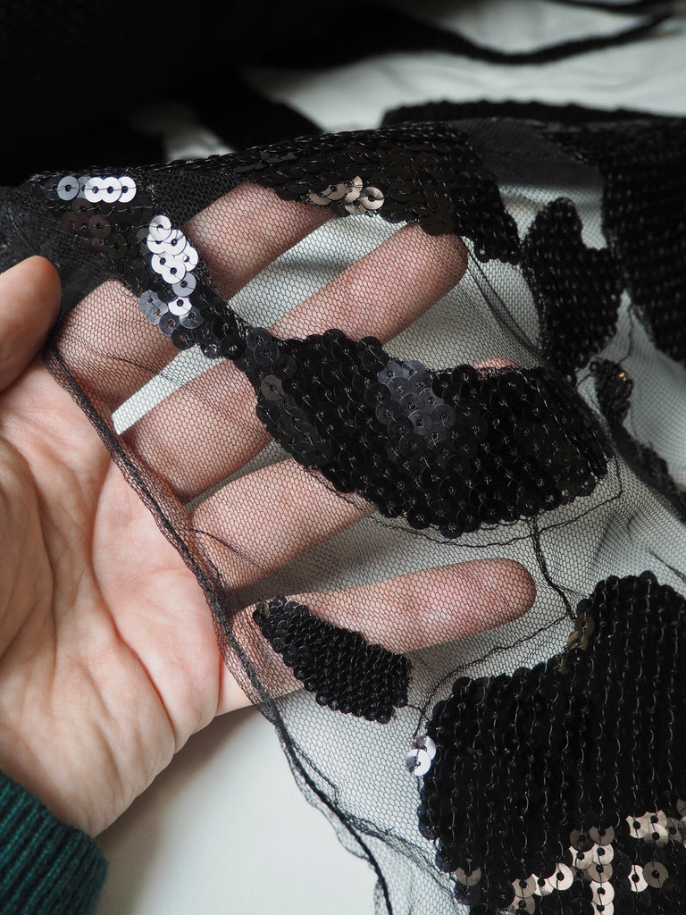 Black Abstract Sequin Tulle