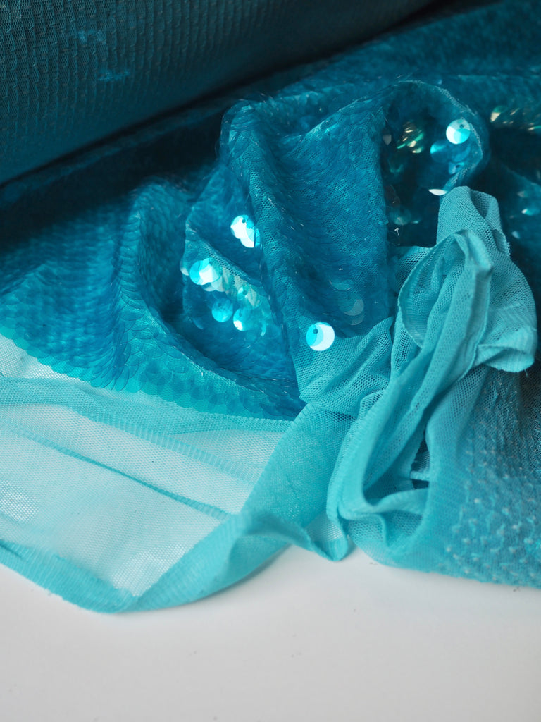 Aquamarine Translucent Sequin Tulle