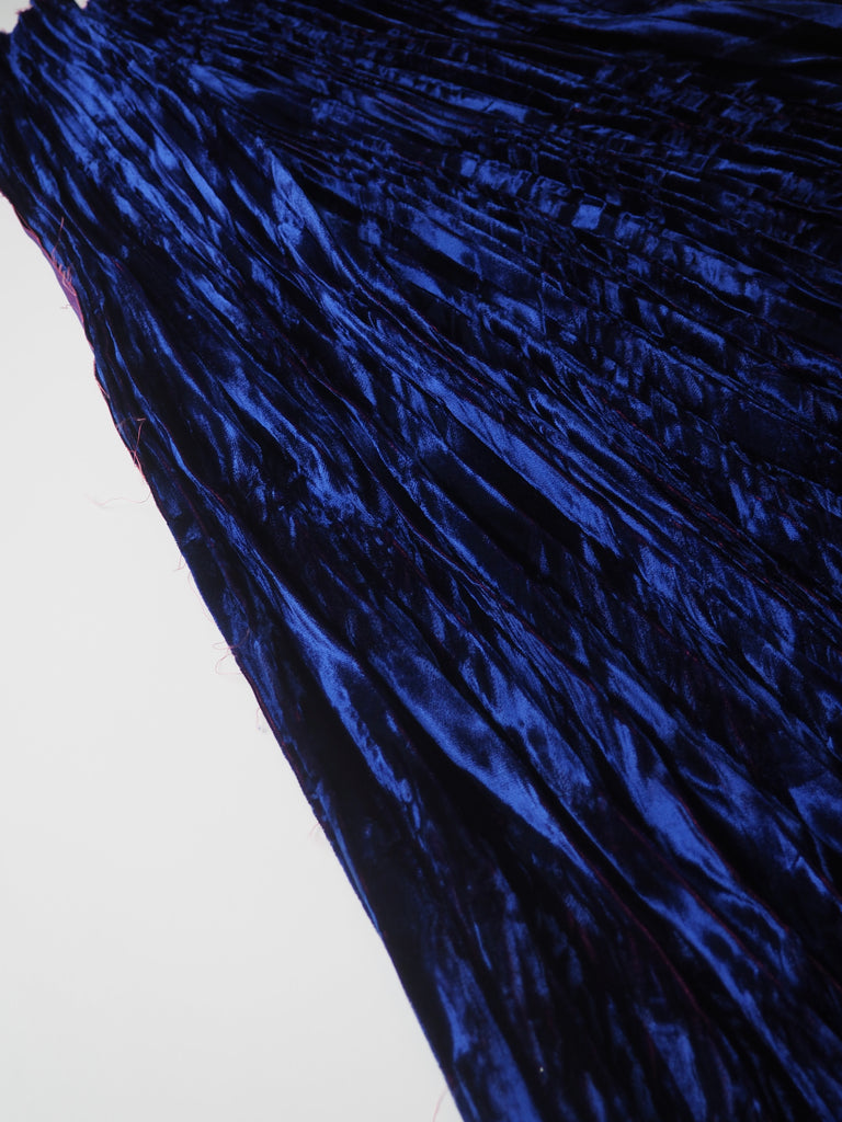 Purple Silk/Viscose Velvet Knife Pleated Skirt Panels
